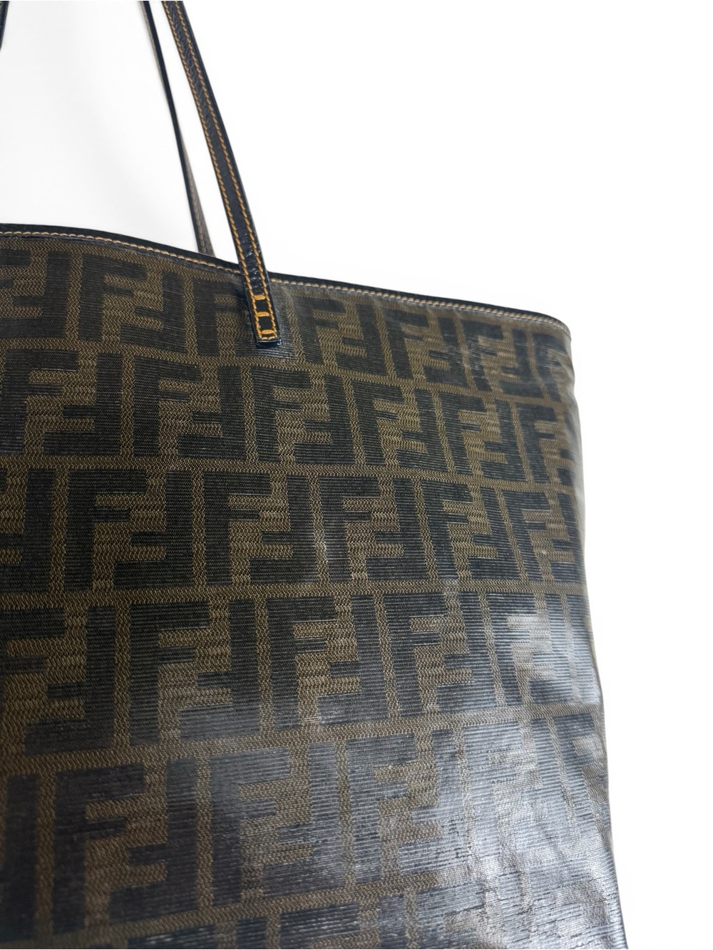 FENDI FF Brown Zucca Pattern Shoulder Tote - Picture 10 of 14